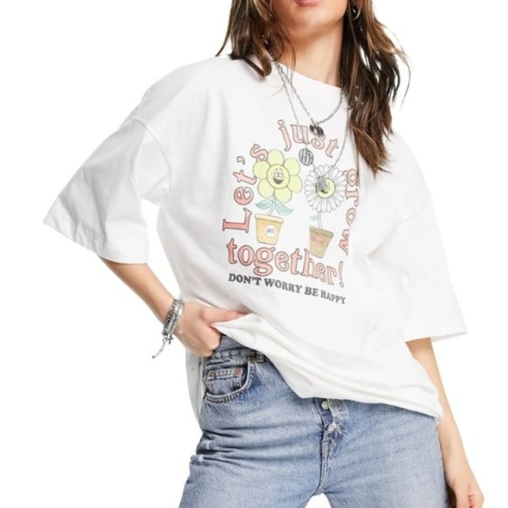 NWT Topshop Let's Just Grow Together Cotton Graphic Tee